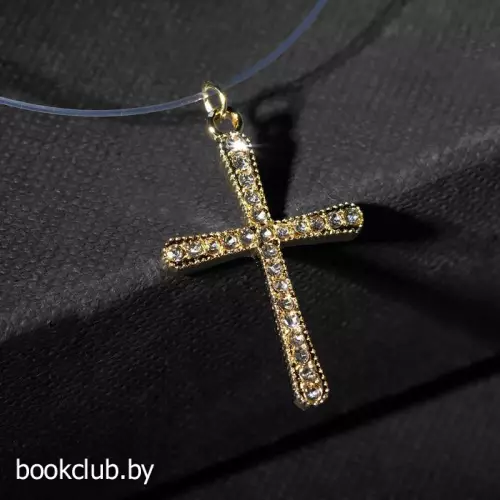 Кулон «На леске» крестик плавный, цвет белый в золоте, 35 см