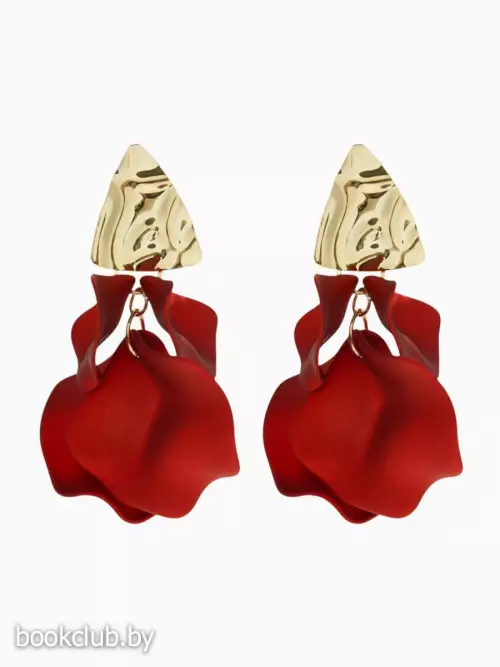 Серьги ассорти «Ветер», мятые треугольники, цвет красно-золотой