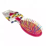 Расческа массажная овальная с цветными зубцами цвет МИКС
