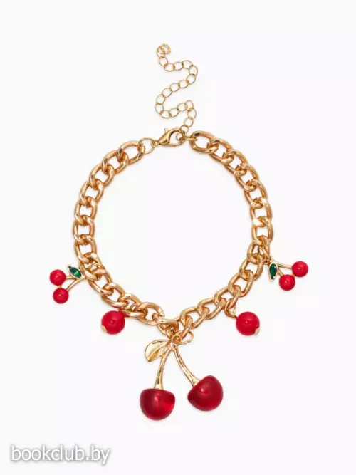 Браслет на цепи «Вишневый рай. Большая вишенка», L=17 см, красный в золоте
