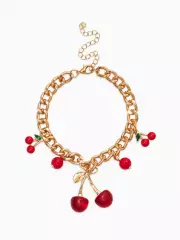 Браслет на цепи «Вишневый рай. Большая вишенка», L=17 см, красный в золоте