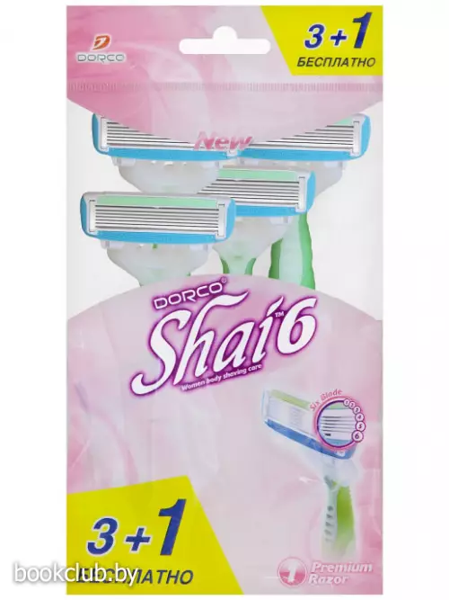 Бритва одноразовая Dorco Shai vanilla, 6 лезвия, плавающая головка,  увлажняющая полоса, 4 шт