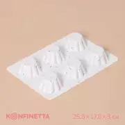 Форма для выпечки KONFINETTA «Сладости. Пудинг», силикон, 25.8×17.8×3 см, 6 ячеек (d=7 см), белая
