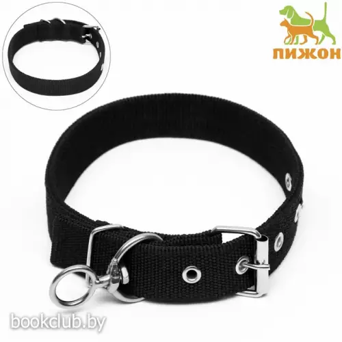 Ошейник двухслойный с вертлюгом, 58 х 3 см, полиэстер, черный