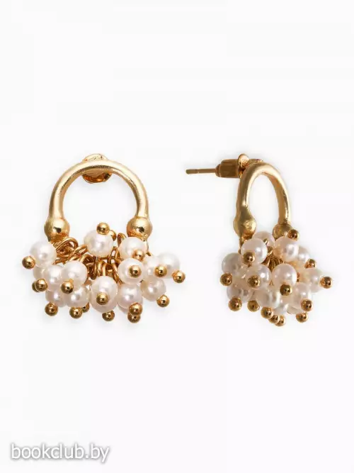 Серьги «Жемчужный виноград», белые в золоте