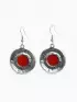 Серьги «Круг», винтаж, красные в чернённом серебре