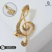 Брошь «Скрипичный ключ» сияние, цвет белый в золоте