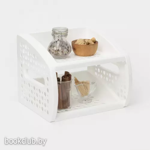 Этажерка кухонная настольная 2-х секционная Альтернатива, пластик, 25×21×20 см, белая