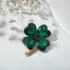 Брошь «Клевер» роскошный, цвет тёмно-зелёный в золоте