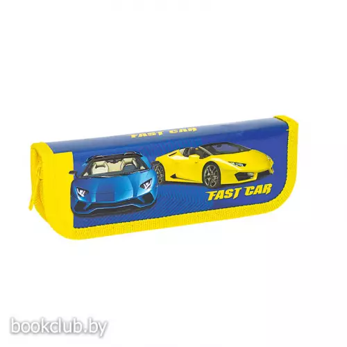Пенал односекционный «Синее и желтое авто»
