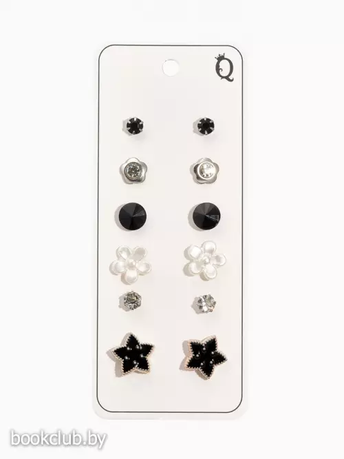 Серьги пусеты QF «Романтика», 6 пар