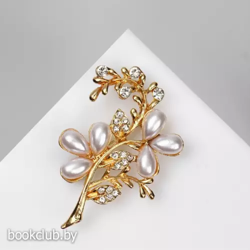 Брошь «Цветок» трилистник, цвет белый в золоте