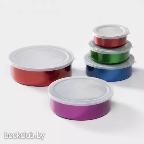 Набор контейнеров из нержавеющей стали «Радуга», 5 шт.: d=18/16/14/12/10 см, с крышками, МИКС