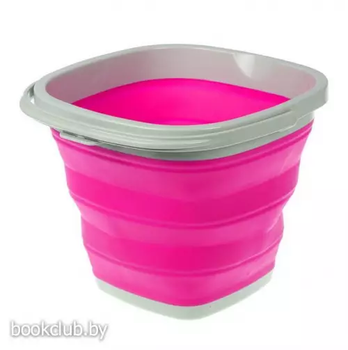 Ведро складное квадратное 5 л, розовое