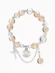 Браслет с подвесками «Сахарный» ракушка, шар №10/8, цвет шампань в серебре