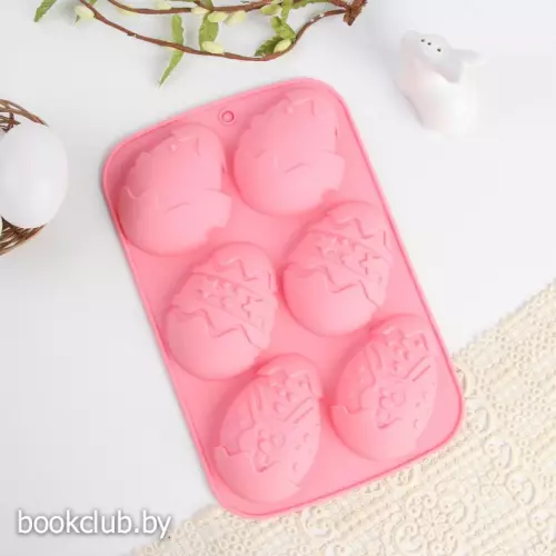 Силиконовая форма для выпечки «Зайцы и цыплята» розовая, 17,1 х 26 см