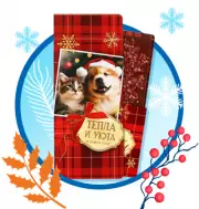 Открытка с местом для шоколадки «Новый год: Тепла и уюта»