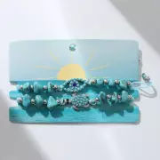 Браслеты-обереги «Нить желаний» набор 2 шт., камни, цвет голубой