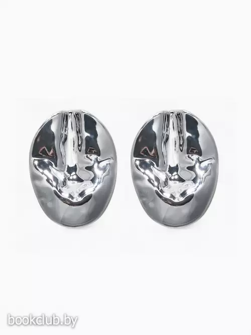 Серьги пластик «Кофейное зерно», цвет серебро