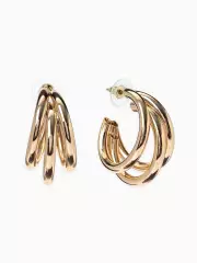 Серьги кольца тройные QF «Тринити», d=2 см, цвет золото