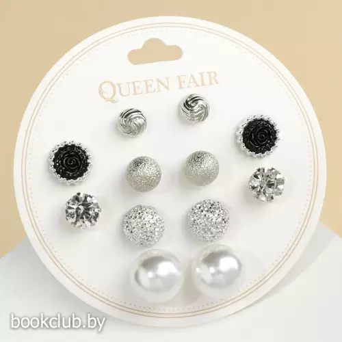 Пусеты 6 пар «Жемчужные» шары, цвет черно-белый в серебре Пусеты 6 пар «Жемчужные» шары, цвет черно-белый в серебре