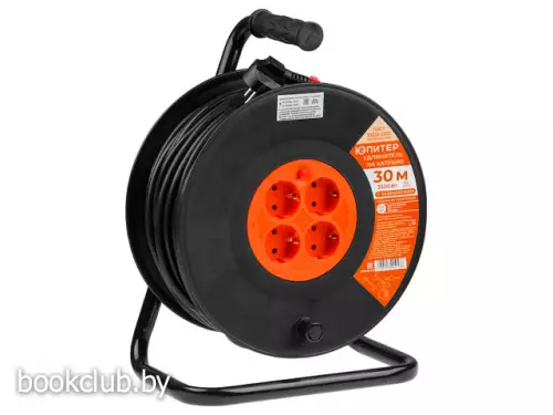 Удлинитель на катушке с заземлением и защитой от перегрузки 30 м, 4 розетки, ЮПИТЕР