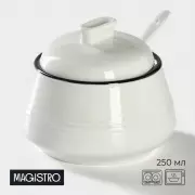 Сахарница с ложкой Magistro «Морской бриз», 250 мл, фарфор, белая