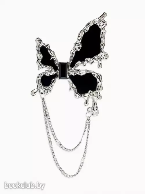 Брошь «Бабочка», тренд, чёрная в серебре