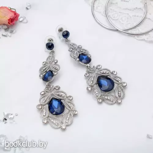 Серьги висячие со стразами «Грация»