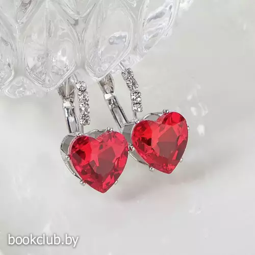 Серьги со стразами «Сердце»