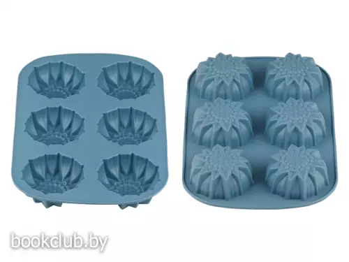 Форма для выпечки силиконовая на 6 кексов «Цветы», Bluestone