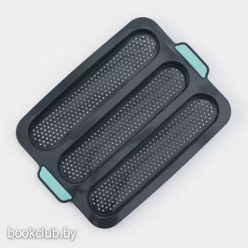 Форма для выпечки с перфорацией «Багет», силикон, 34,5×24×2,2 см, 3 ячейки (28×6×2 см), цвет серый