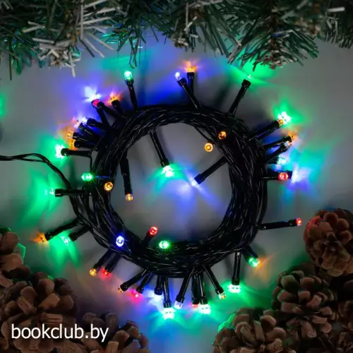 Гирлянда «Нить» 5 м, IP20, тёмная нить, 50 LED, 8 режимов, 220 В, свечение мульти