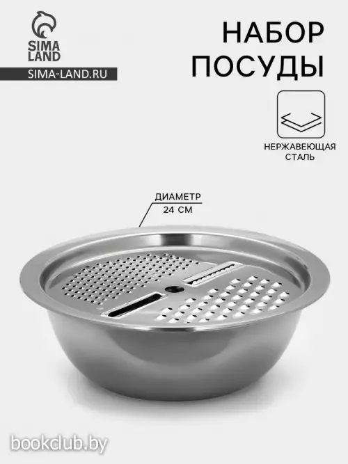 Набор посуды «Помощник», d=28 см (миска), h=9.4 см (тёрка), нержавеющая сталь