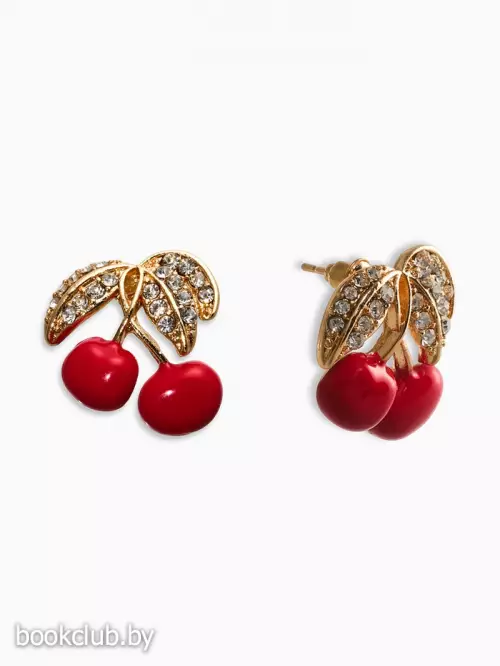Серьги со стразами «Вишня»