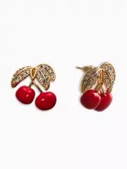 Серьги со стразами «Вишня»