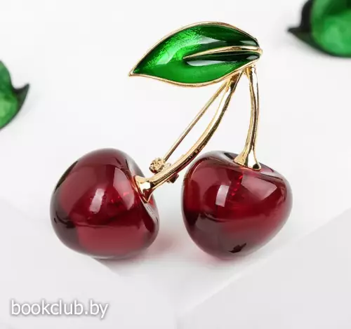 Брошь «Вишня» наливная, цвет бордово-зеленый в золоте