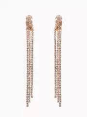 Серьги клипсы для ушей QF «Лёд», тройная сплошная, белые в золоте