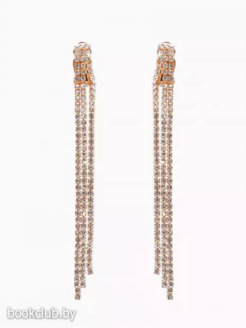 Серьги клипсы для ушей QF «Лёд», тройная сплошная, белые в золоте