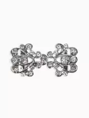 Зажим для кардигана «Ажур. Завитки», белый в серебре