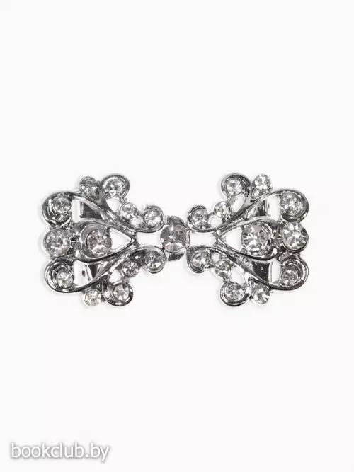 Зажим для кардигана «Ажур. Завитки», белый в серебре