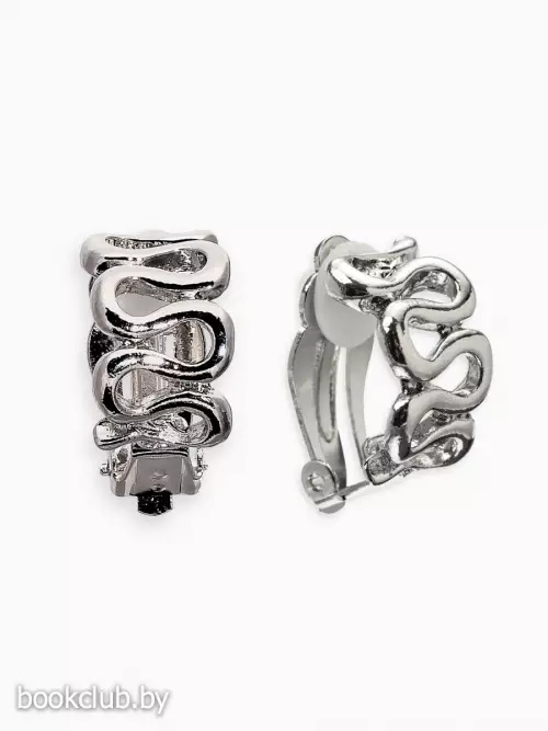 Серьги клипсы для ушей QF «Змейка», цвет серебро