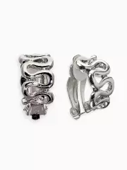 Серьги клипсы для ушей QF «Змейка», цвет серебро