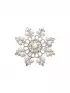 Брошь новогодняя «Снежинка лучистая», белая в серебре
