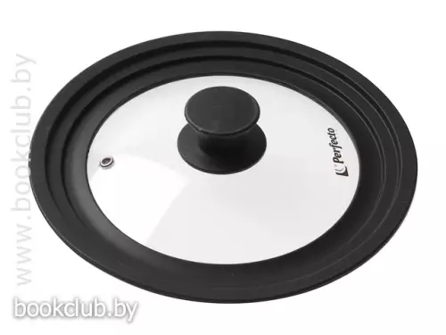 Универсальная стеклянная крышка с силиконовым ободком(Цвет: черный, Размер: 240х260х280 мм)