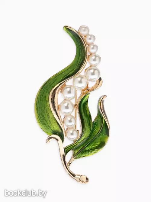 Брошь «Стручок гороха», цвет бело-зелёный в золоте