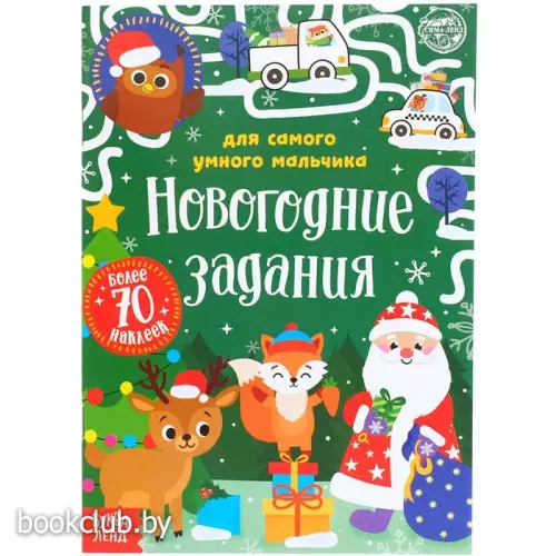 Книжка с наклейками «Новогодние задания для самого умного мальчика», 12 стр.