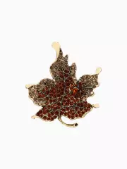 Брошь «Лист», кленовый, коричневая в чернёном золоте