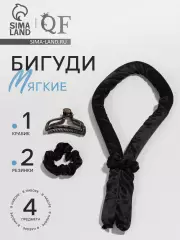 Мягкие бигуди «Волшебный локон», 4 предмета: бигуди, резинки 2 шт., крабик, чёрные