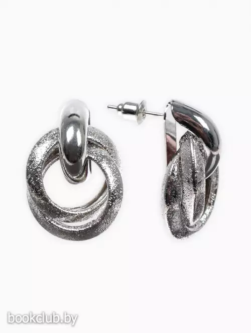 Серьги металл «Фьюче», круги плетения, цвет серебро